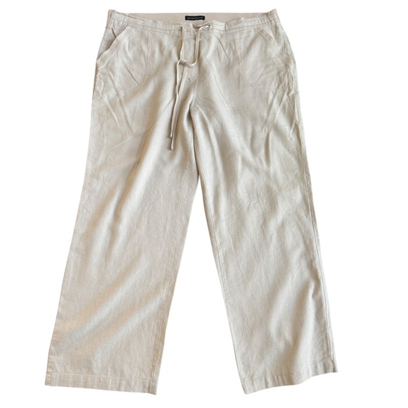 Old Navy Pants - Old Navy Pants‎ Womens Ivory High- Rise Straight Leg Taper Linen Pants Size 2X